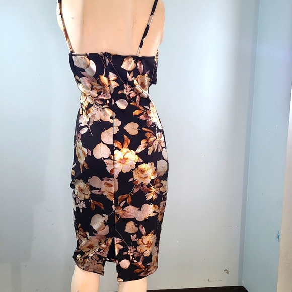 AKIRA Black & Gold Cutout Midi Dress, M - Picture 3 of 10